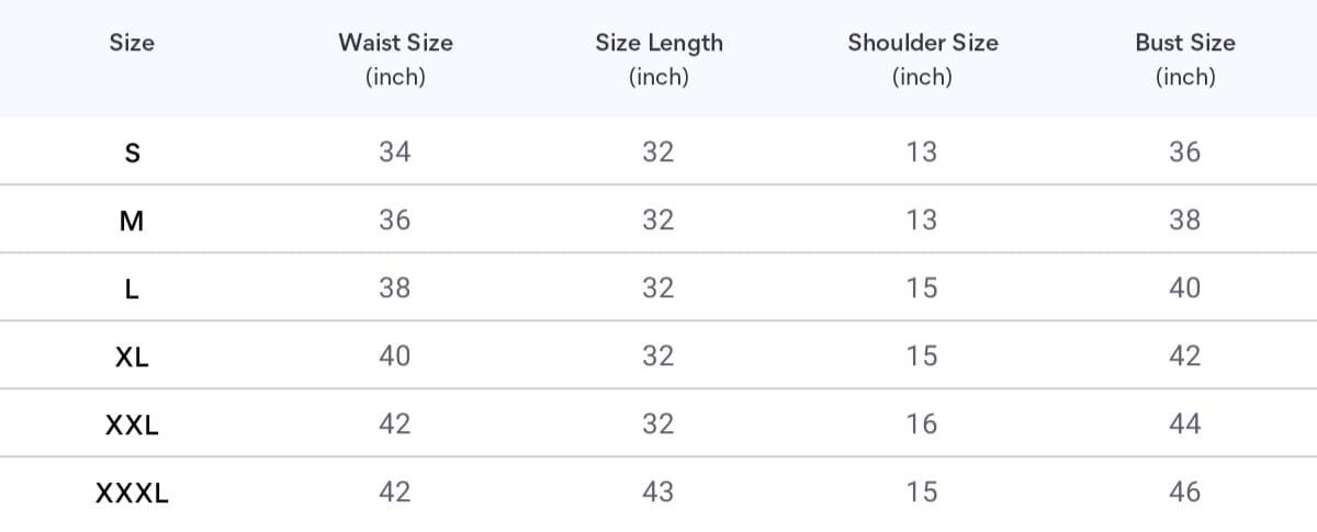 Size chart