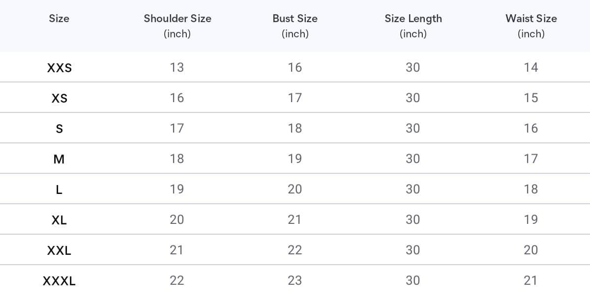 Size chart