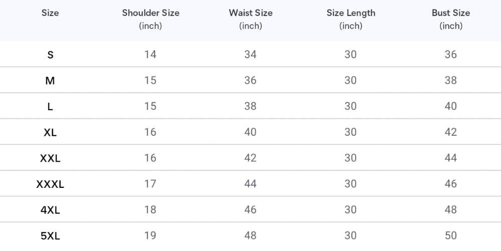 Size chart