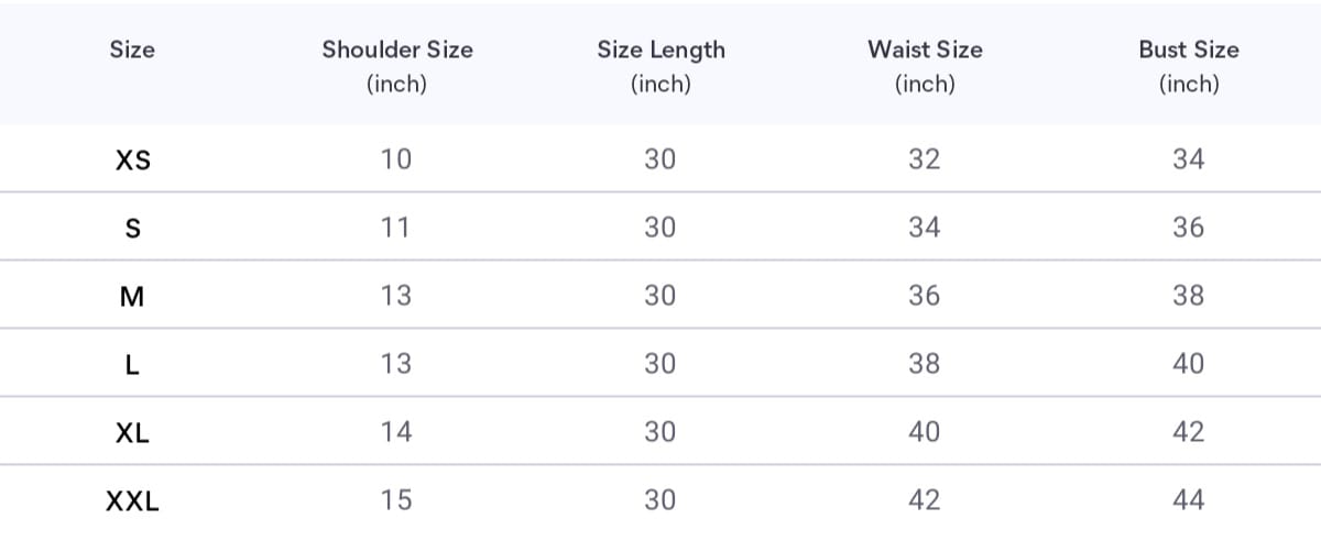 Size chart