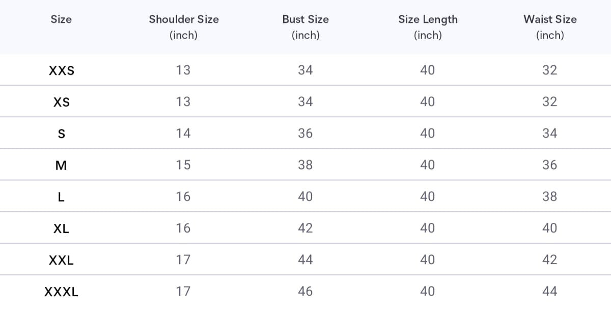 Size chart