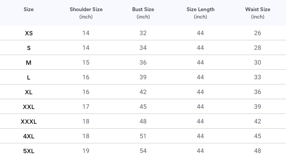 Size chart