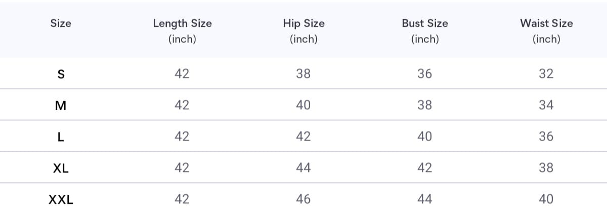 Size chart