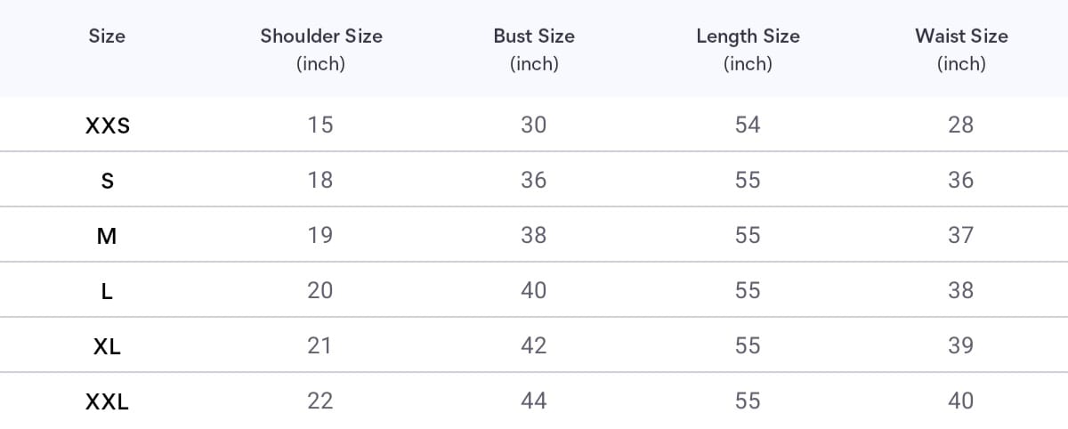 Size chart
