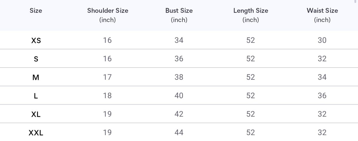 Size chart