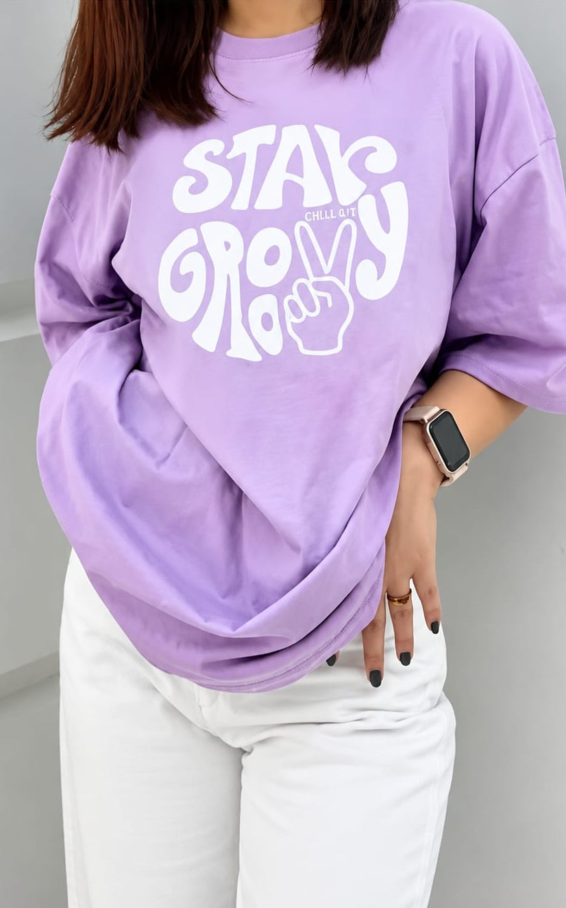 Oversized T-shirt in cotton blend fabric, loose fit