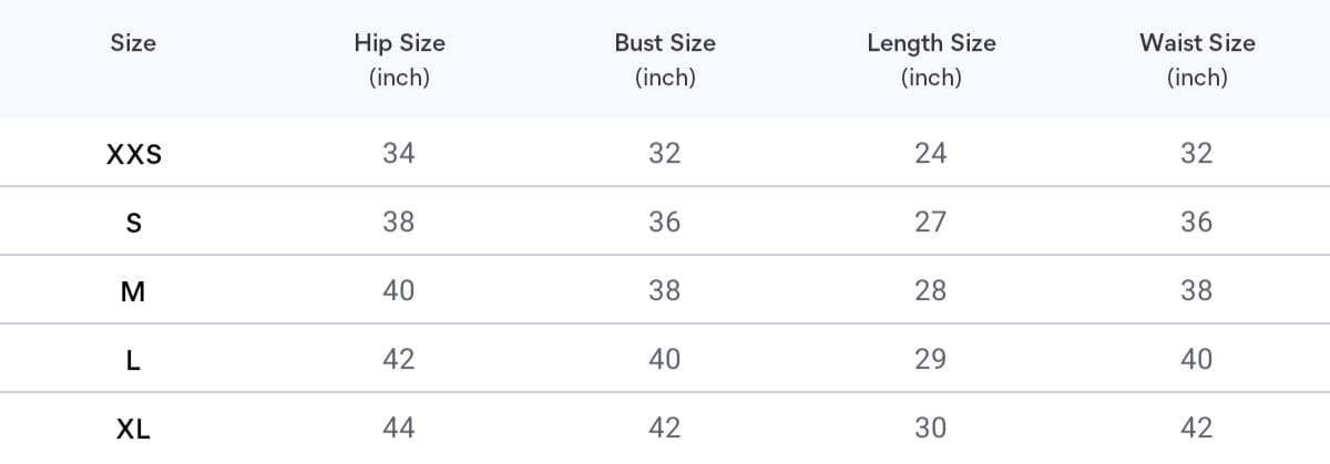 Size chart