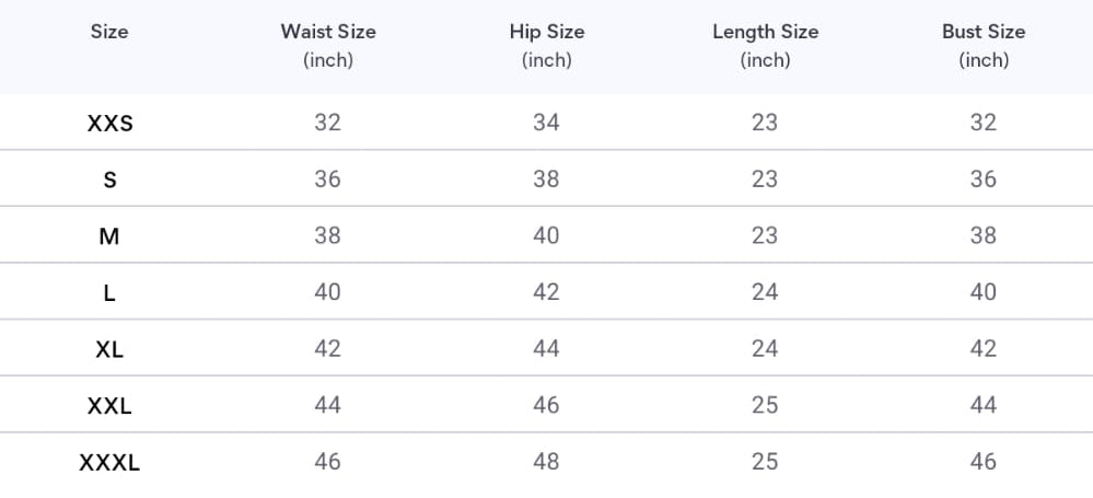 Size chart