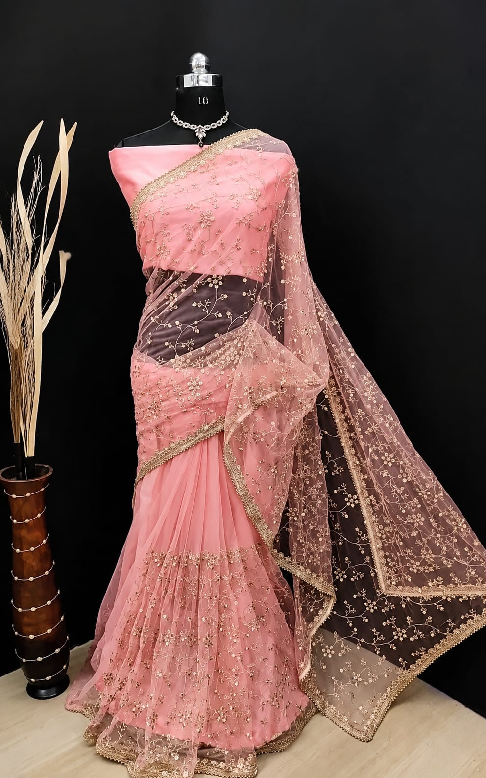 Beautiful saree for womens in net fabric, with Running Blouse