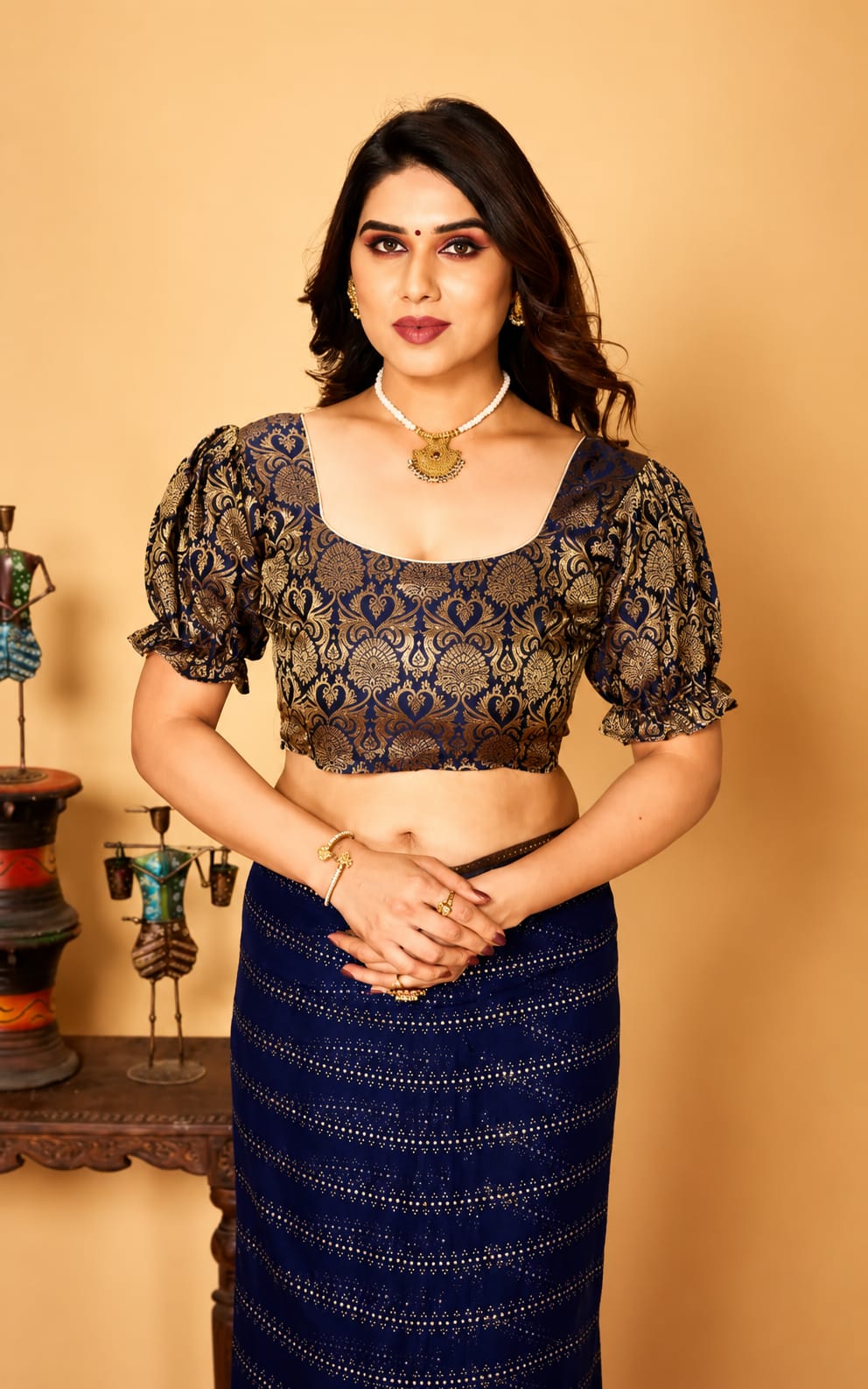 Womens saree in chiffon fabric with Seprated Blouse Piece