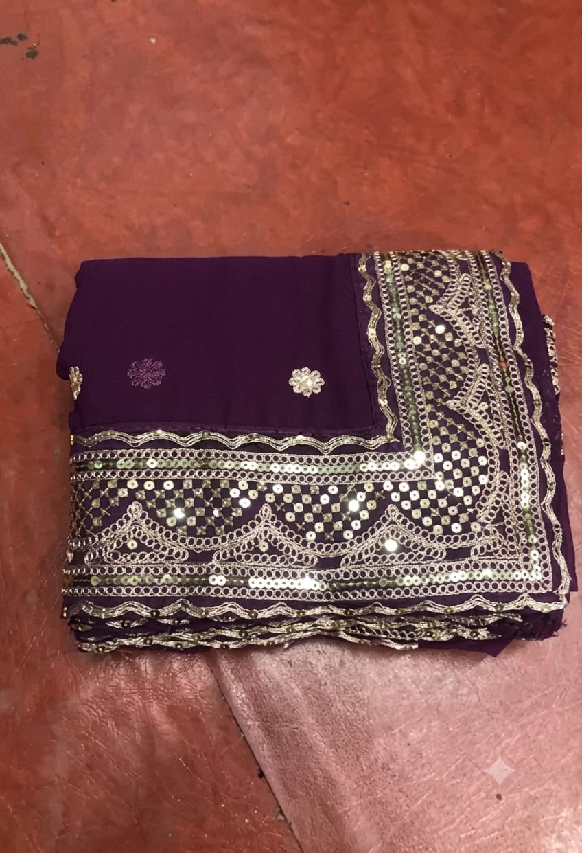 Maroon colour georgette saree with Seprated Blouse Piece in bangalori silk fabric