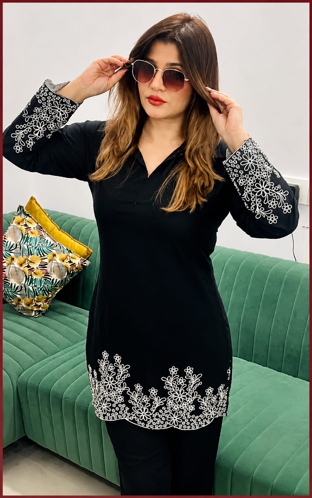 Ladies Top and Bottom in rayon fabric,  Round neck, Long Sleeves