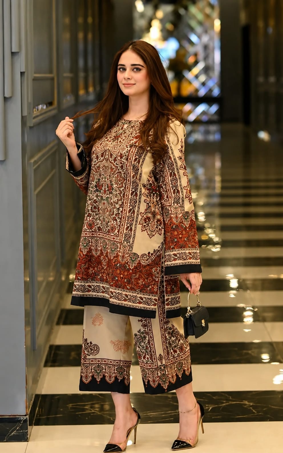 Womens and Girls Co-Ord set, Round Neck, Long Sleeves, Above Knee Length
