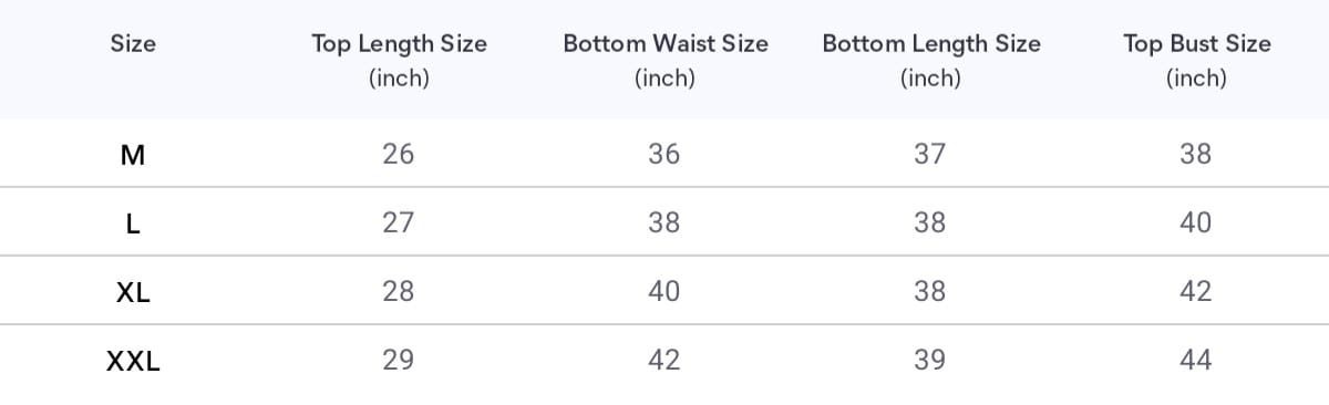 Size chart