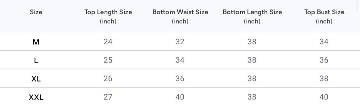 Size chart