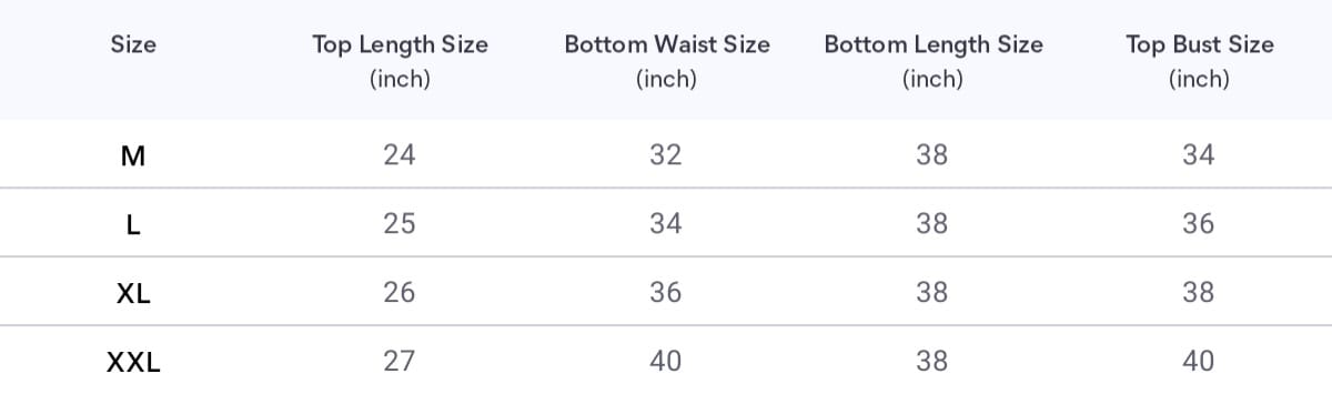 Size chart