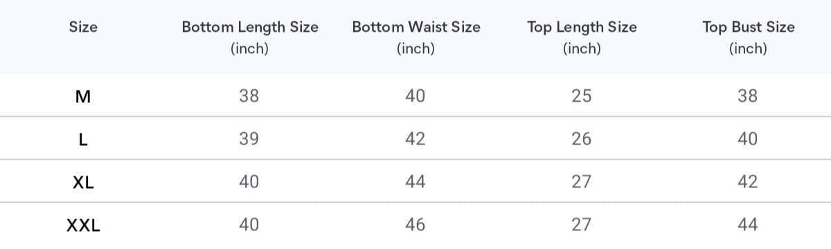 Size chart