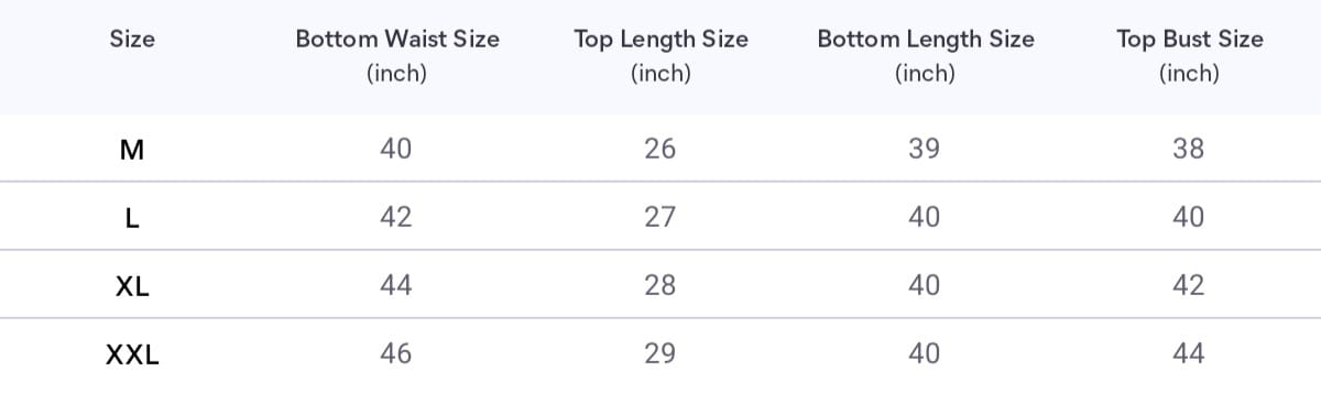Size chart