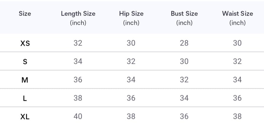 Size chart