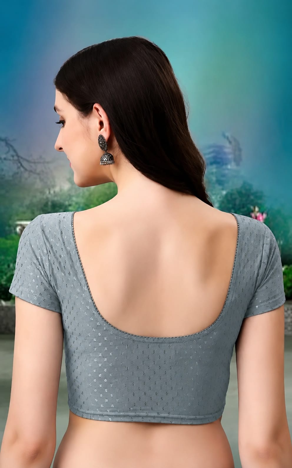 Womens Blouse in Hosiery fabric, Round Nack, Non-Padded, Short Sleeves