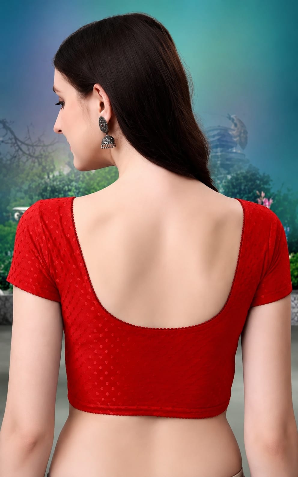 Womens Blouse in Hosiery fabric, Round Nack, Non-Padded, Short Sleeves