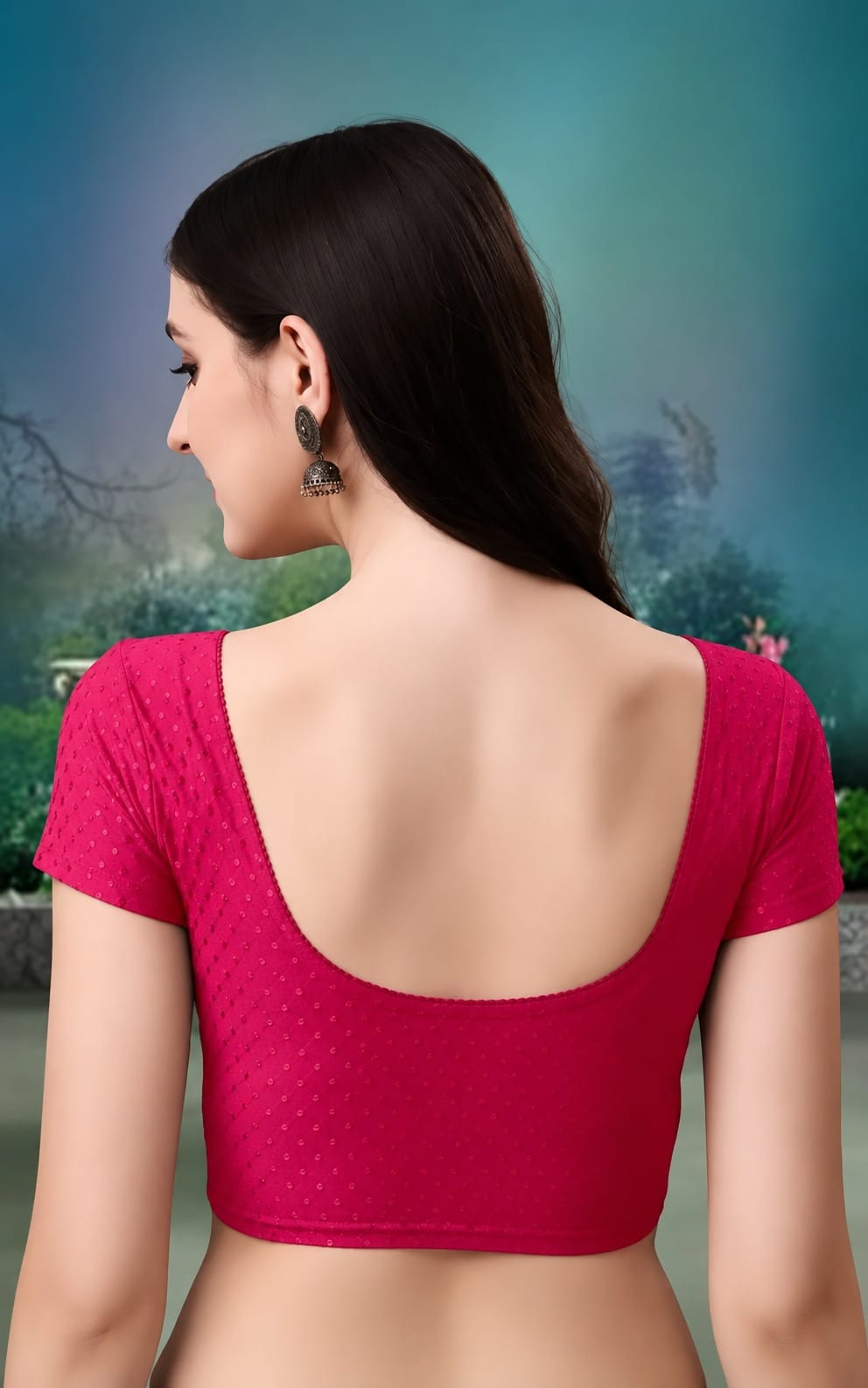 Womens Blouse in Hosiery fabric, Round Nack, Non-Padded, Short Sleeves