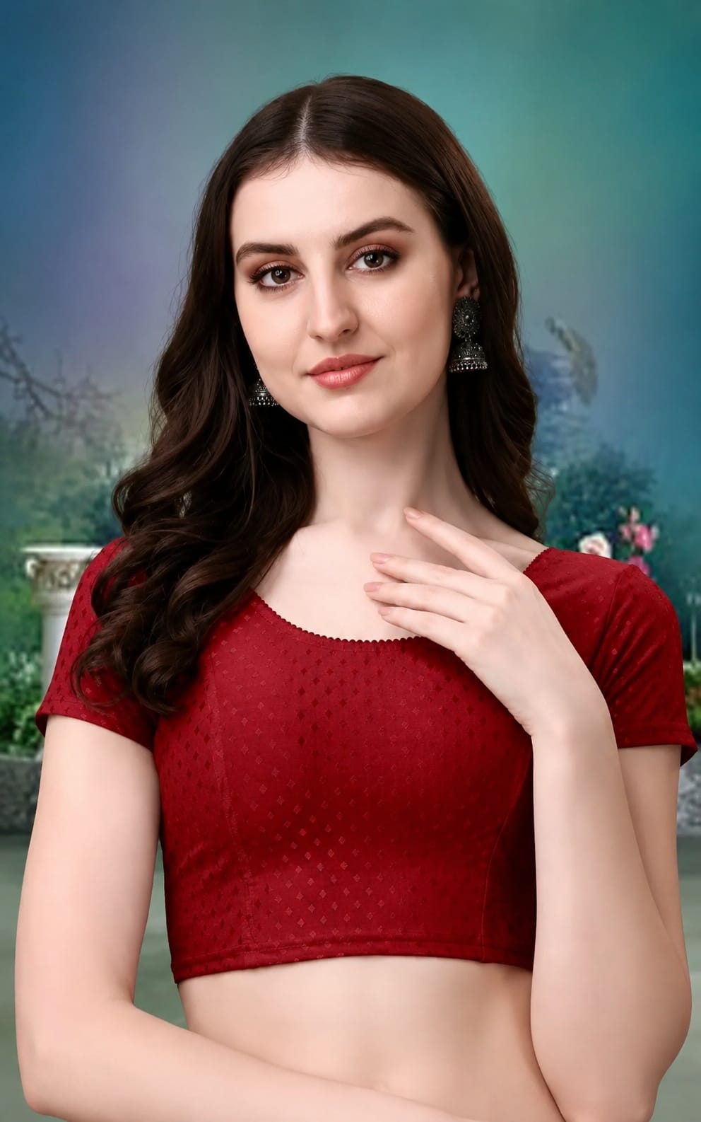 Womens Blouse in Hosiery fabric, Round Nack, Non-Padded, Short Sleeves