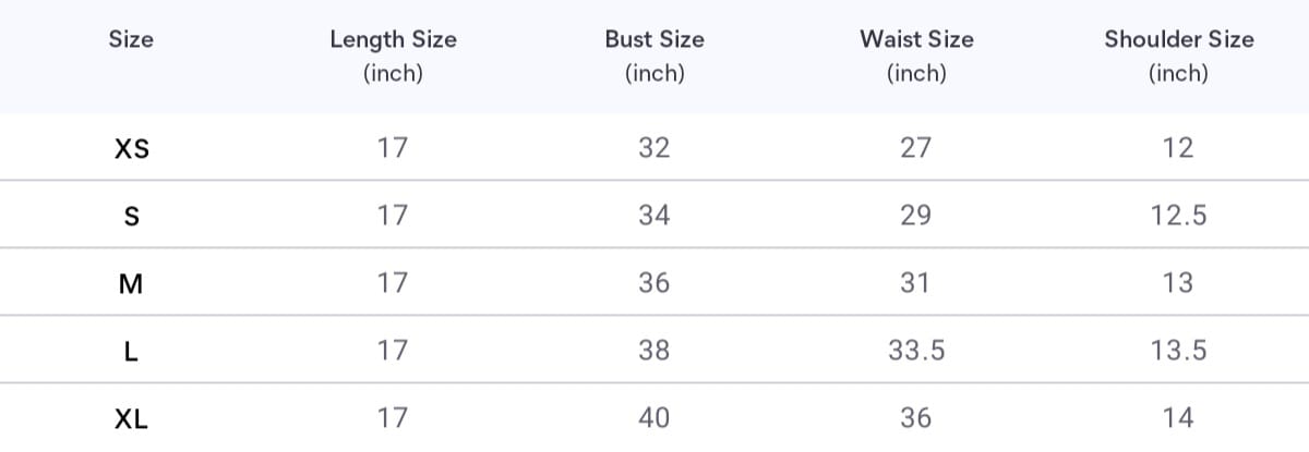 Size chart