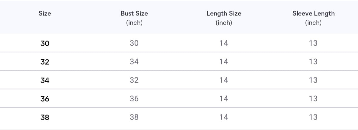 Size chart