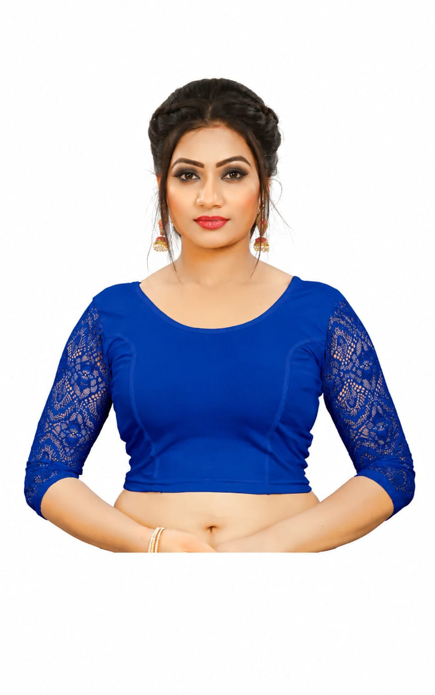 Womens Blouse in Round Neck, Non-Padded, Three Quater Sleeves, Slip-on closure