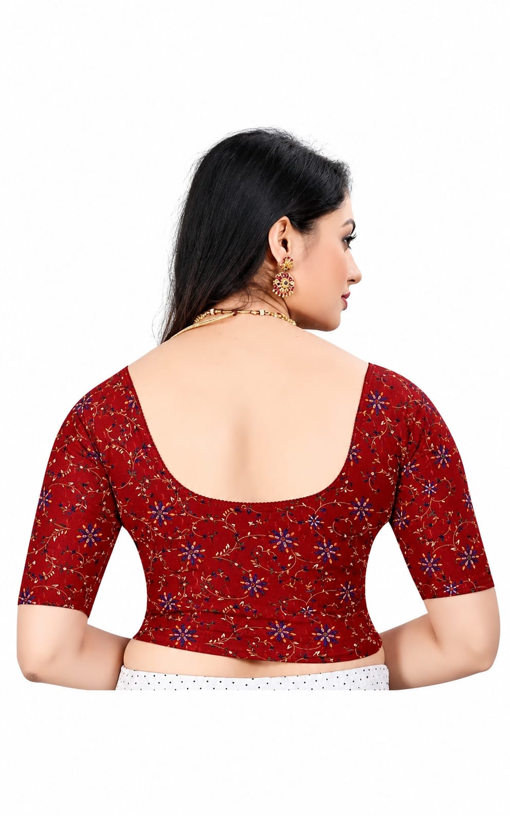 Trending Womens Blouse, Round Neck, Padded, Crop Blouse length