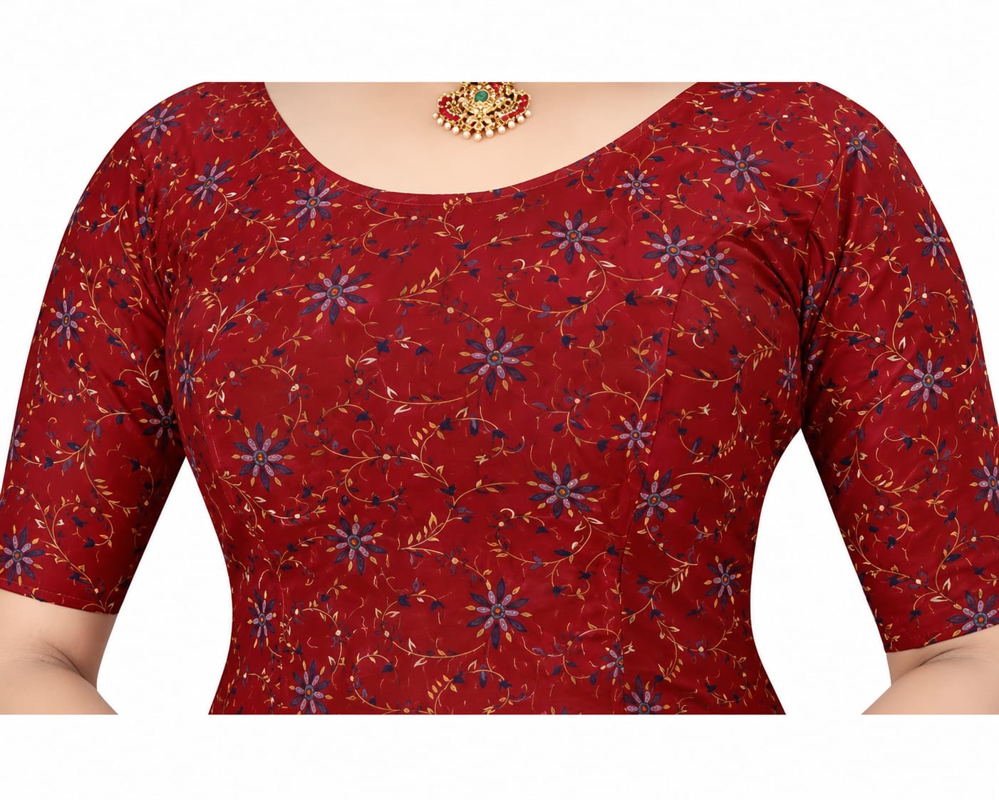 Trending Womens Blouse, Round Neck, Padded, Crop Blouse length