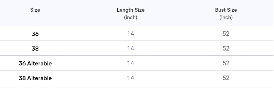 Size chart