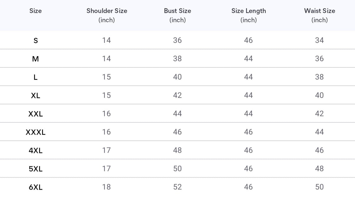 Size chart