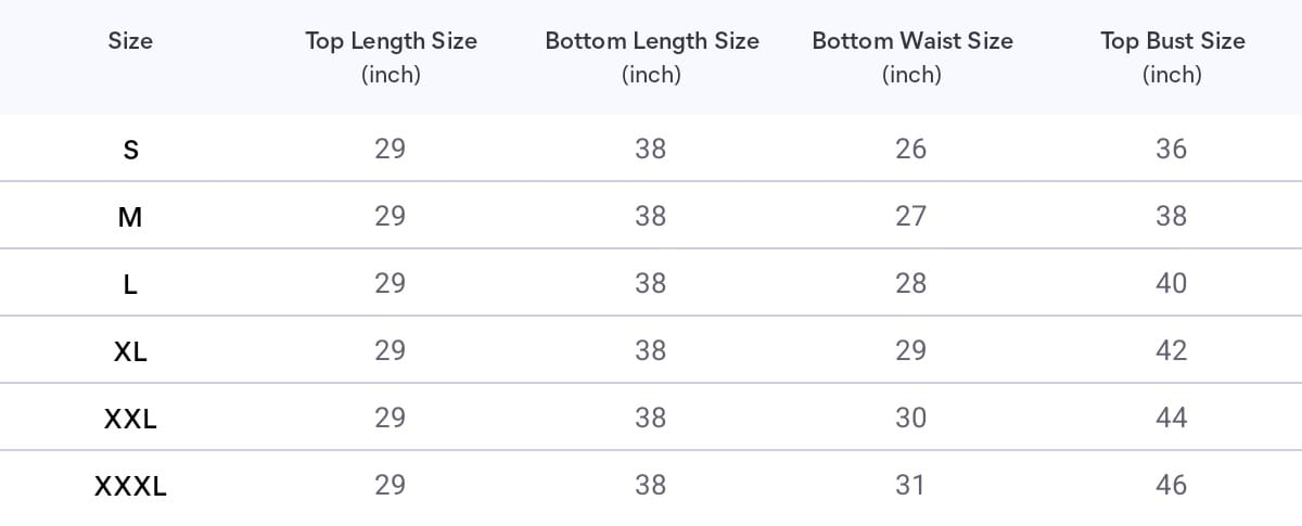 Size chart