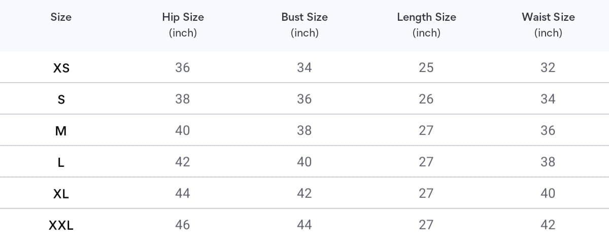 Size chart