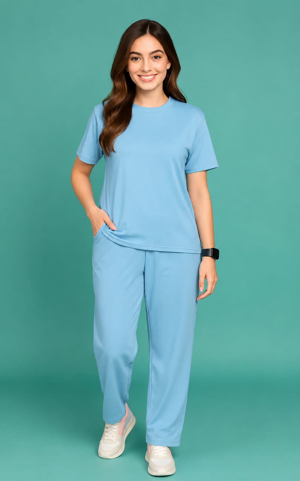 Womens T-shirt Pajamas Nightsuit set, Round Neck, Short Sleeves