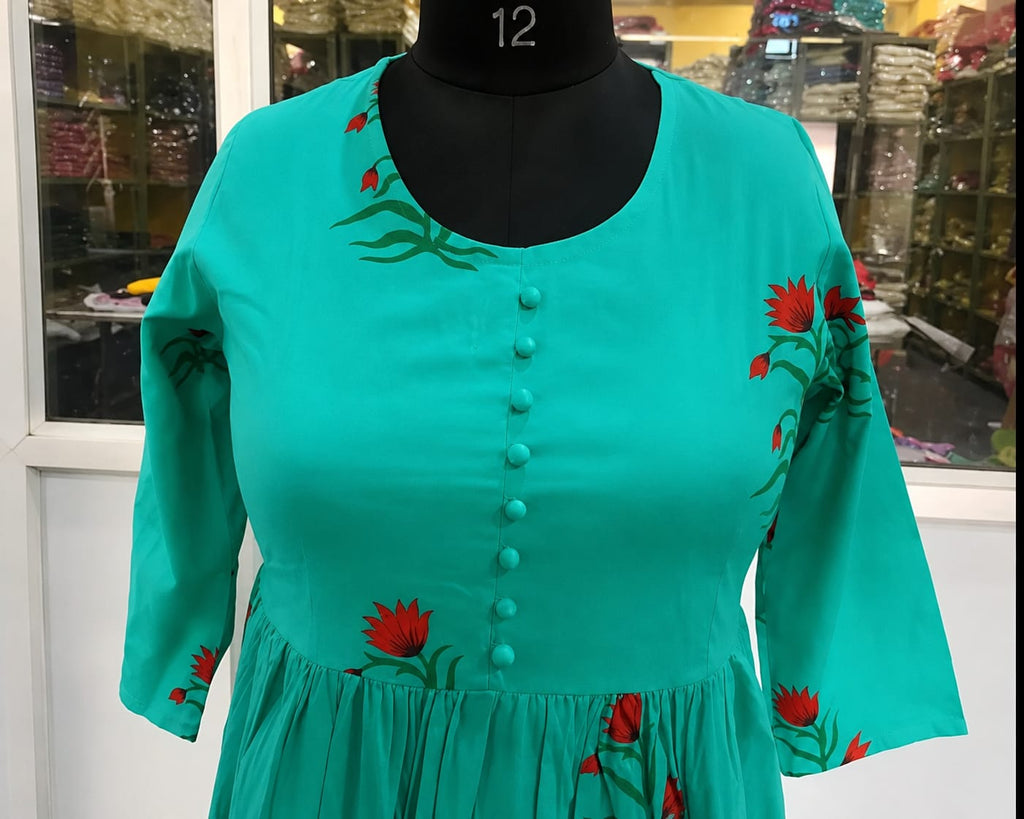 Womens Kurta with Palazzo Set, Ankle length, Three-Quater Sleeves