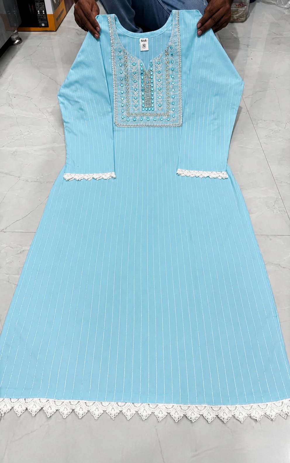 Womens Kurta with Duppata and Bottomwear, Calf length, Three-Quater sleeves