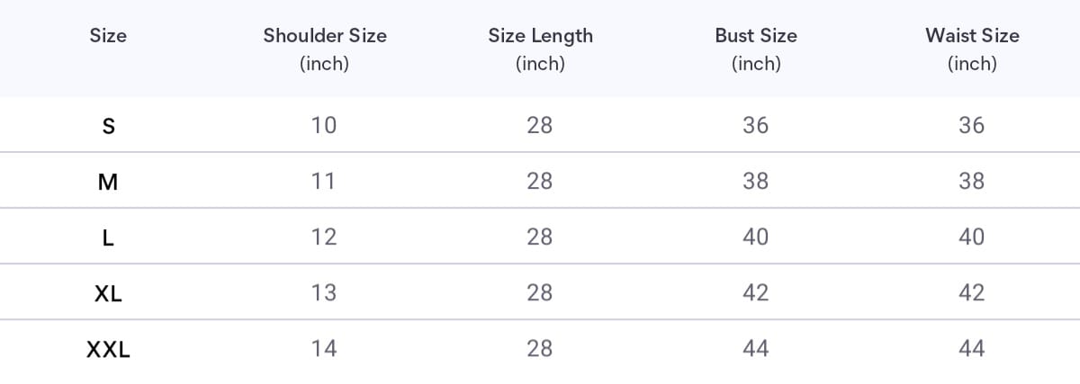 Size chart