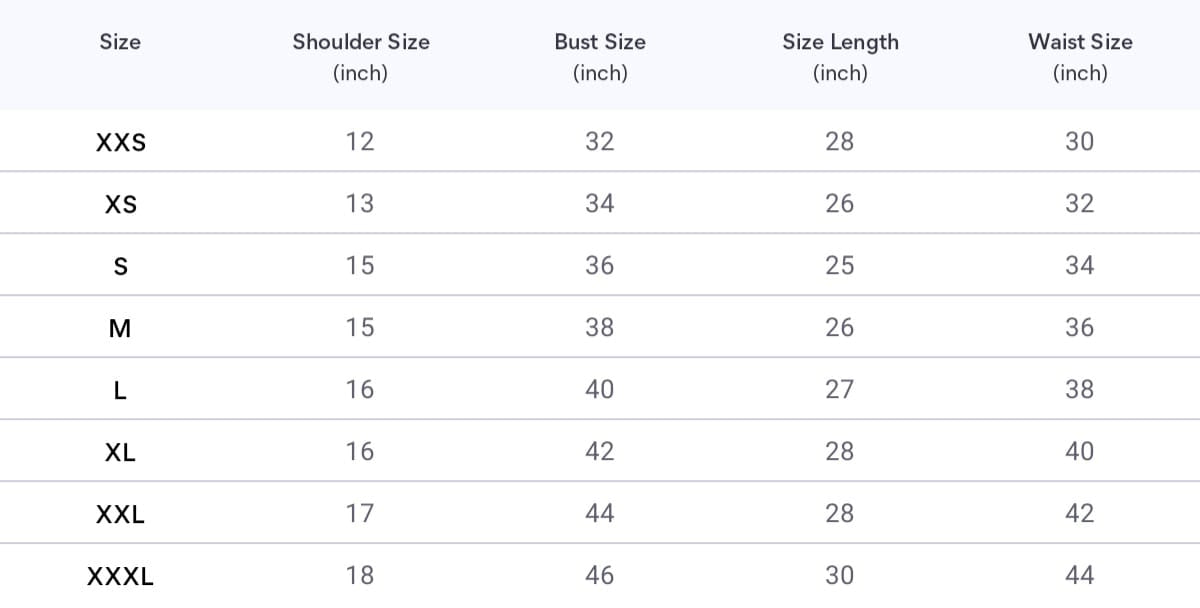 Size chart