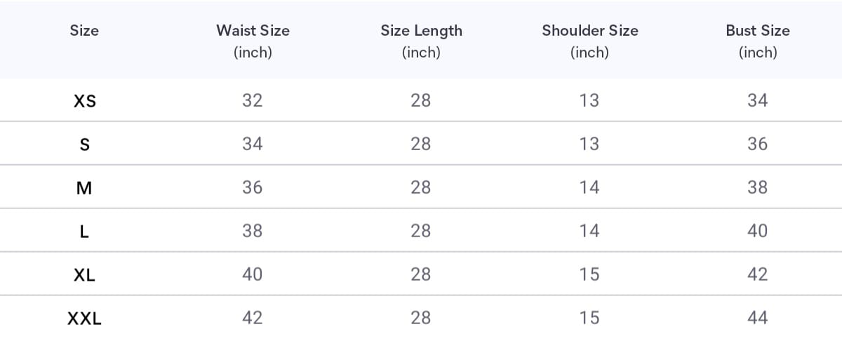 Size chart