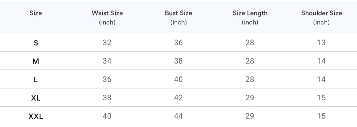 Size chart