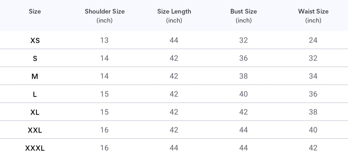 Size chart