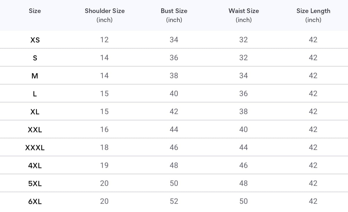 Size chart