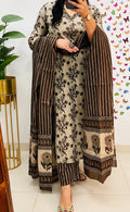 Beige Floral Printed Rayon Kurta Pant Dupatta Set Elegant Ethnic Wear